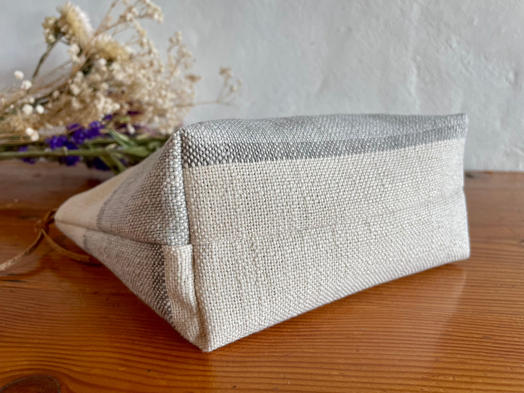 Cotton Canvas Metallic Trimmed Cosmetic Bag - Happy Thoughts Gifts