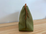 Moss Green Cotton Canvas Monogram Makeup Bag